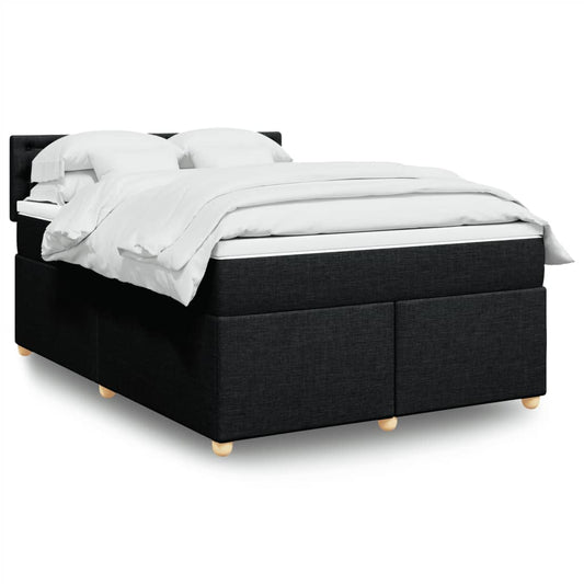 vidaXL Κρεβάτι Boxspring με Στρώμα Μαύρο 140x200 εκ. Υφασμάτινο