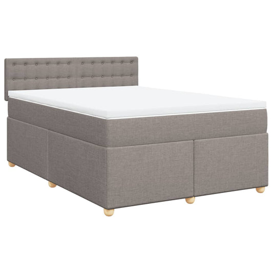 vidaXL Κρεβάτι Boxspring με Στρώμα Taupe 140x200 εκ. Υφασμάτινο