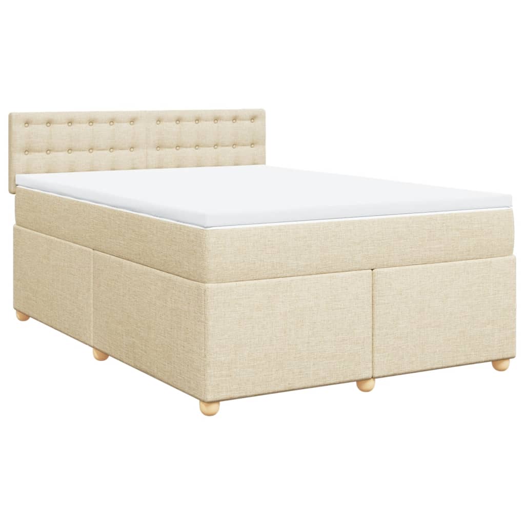 vidaXL Κρεβάτι Boxspring με Στρώμα Κρεμ 140x200 εκ. Υφασμάτινο