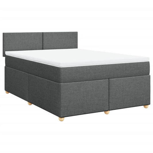 vidaXL Κρεβάτι Boxspring με Στρώμα Σκούρο Γκρι 160x200 εκ Υφασμάτινο