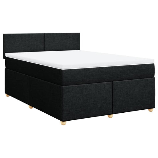 vidaXL Κρεβάτι Boxspring με Στρώμα Μαύρο 160x200 εκ. Υφασμάτινο