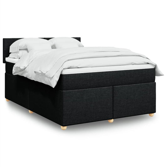 vidaXL Κρεβάτι Boxspring με Στρώμα Μαύρο 160x200 εκ. Υφασμάτινο