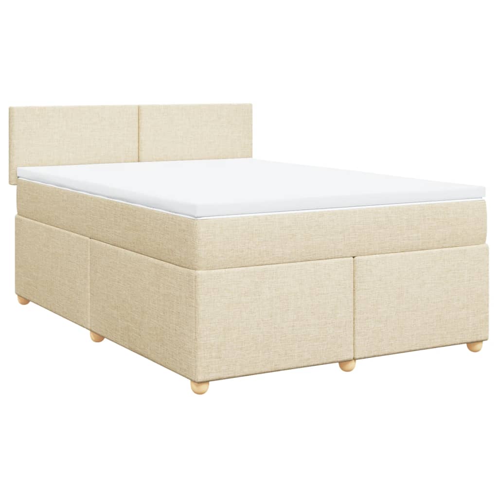 vidaXL Κρεβάτι Boxspring με Στρώμα Κρεμ 160x200 εκ. Υφασμάτινο