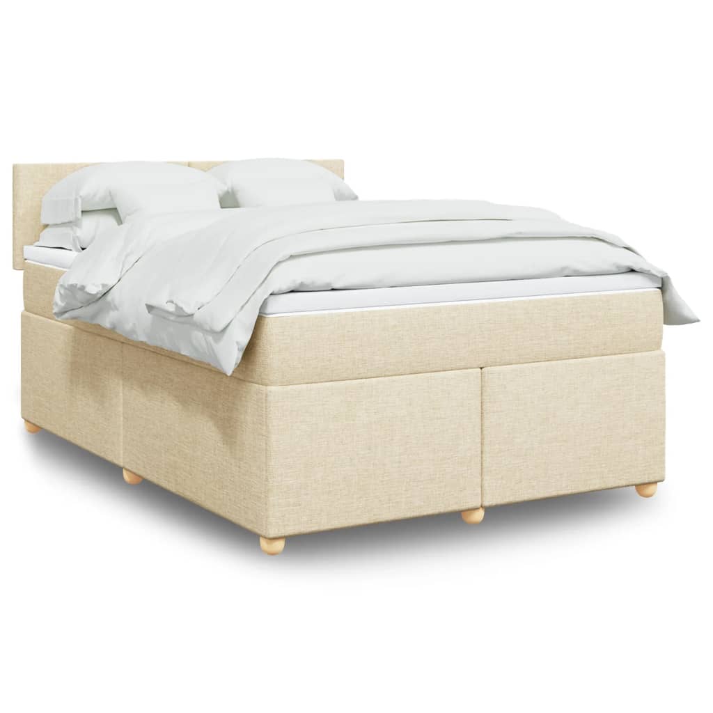 vidaXL Κρεβάτι Boxspring με Στρώμα Κρεμ 160x200 εκ. Υφασμάτινο