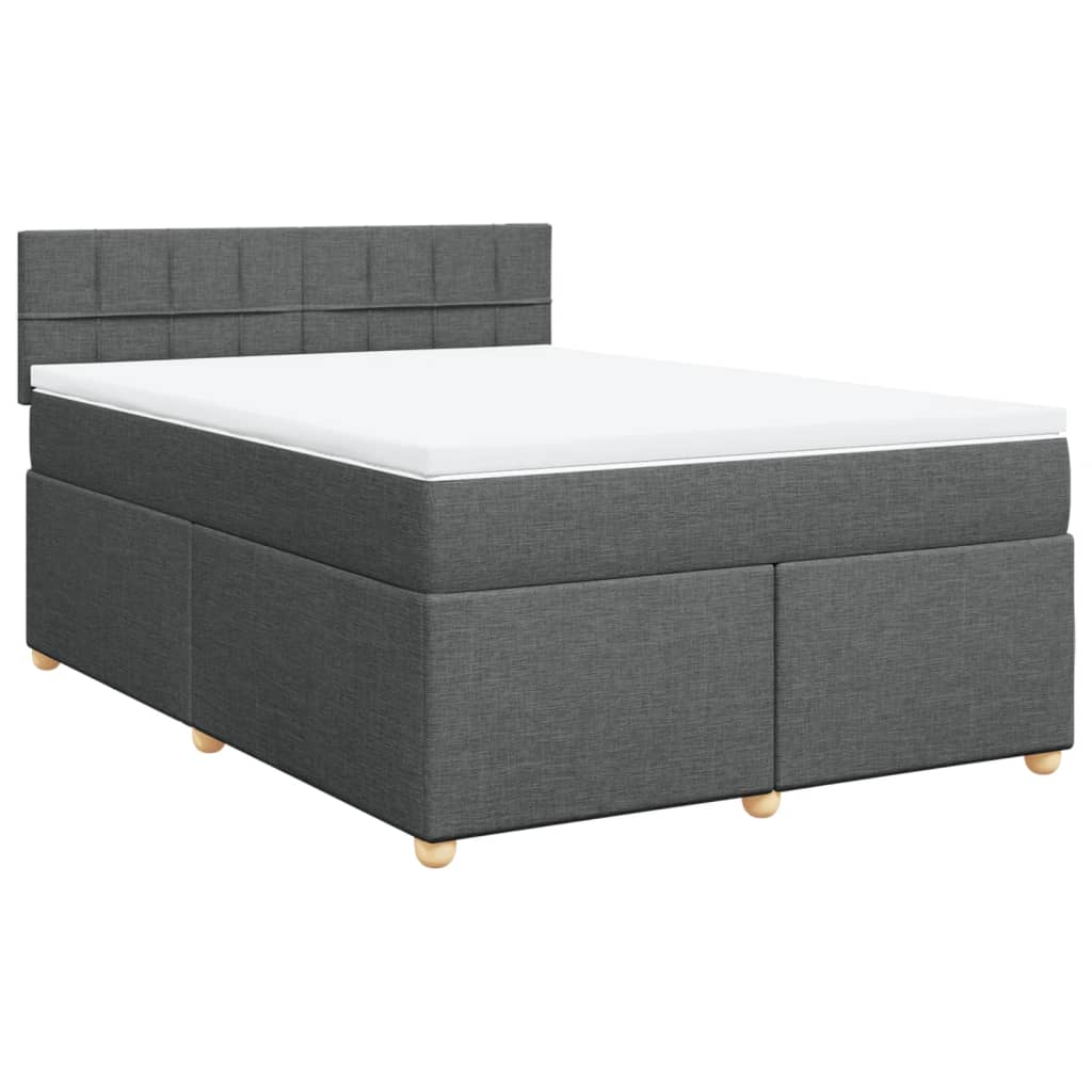 vidaXL Κρεβάτι Boxspring με Στρώμα Σκούρο Γκρι 160x200 εκ Υφασμάτινο