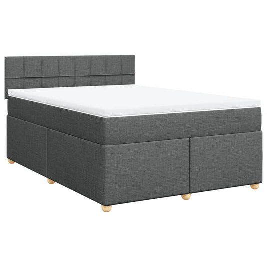 vidaXL Κρεβάτι Boxspring με Στρώμα Σκούρο Γκρι 160x200 εκ Υφασμάτινο