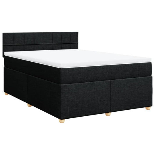 vidaXL Κρεβάτι Boxspring με Στρώμα Μαύρο 160x200 εκ. Υφασμάτινο