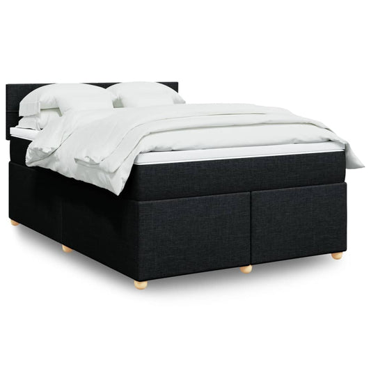 vidaXL Κρεβάτι Boxspring με Στρώμα Μαύρο 160x200 εκ. Υφασμάτινο