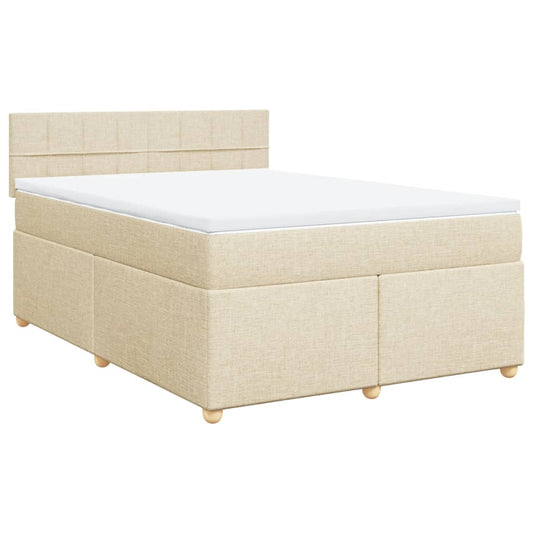 vidaXL Κρεβάτι Boxspring με Στρώμα Κρεμ 160x200 εκ. Υφασμάτινο