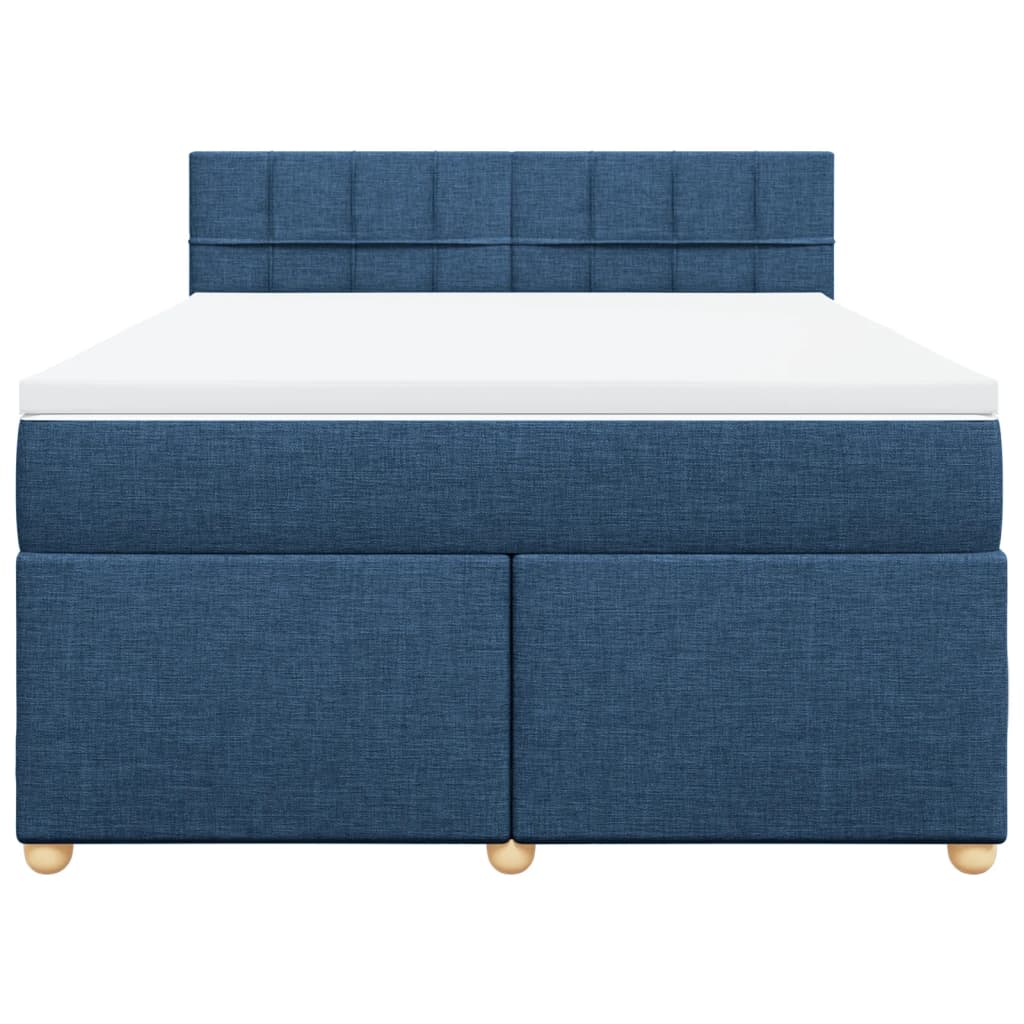 vidaXL Κρεβάτι Boxspring με Στρώμα Μπλε 160x200 εκ. Υφασμάτινο