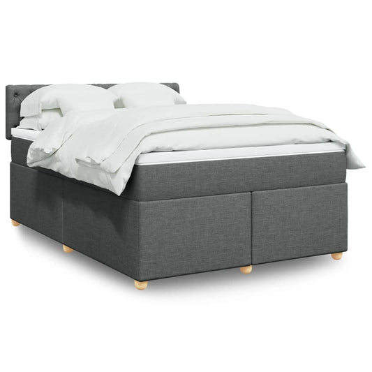 vidaXL Κρεβάτι Boxspring με Στρώμα Σκούρο Γκρι 160x200 εκ Υφασμάτινο