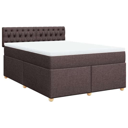 vidaXL Κρεβάτι Boxspring με Στρώμα Σκούρο Καφέ 160x200 εκ Υφασμάτινο