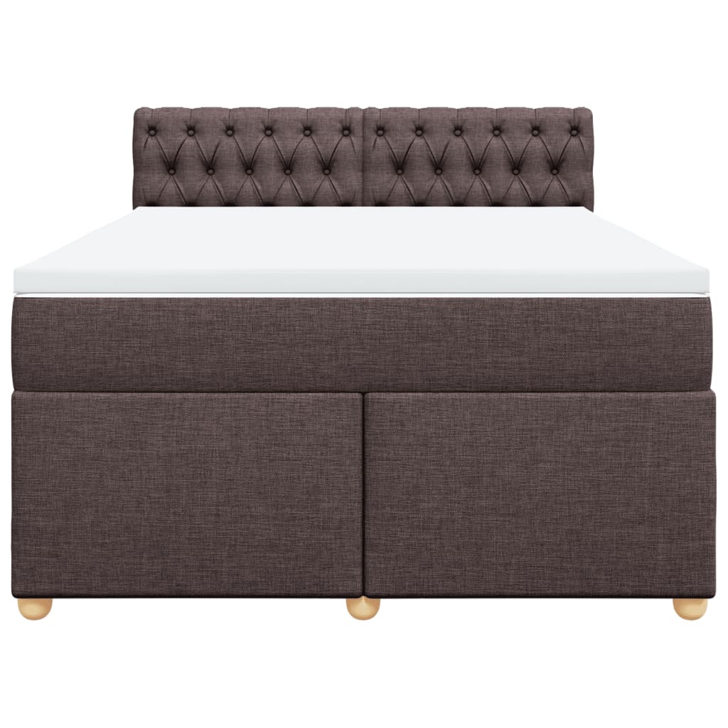 vidaXL Κρεβάτι Boxspring με Στρώμα Σκούρο Καφέ 160x200 εκ Υφασμάτινο