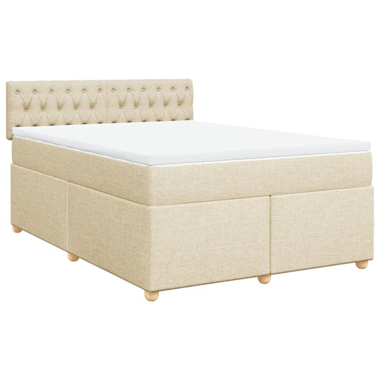 vidaXL Κρεβάτι Boxspring με Στρώμα Κρεμ 160x200 εκ. Υφασμάτινο