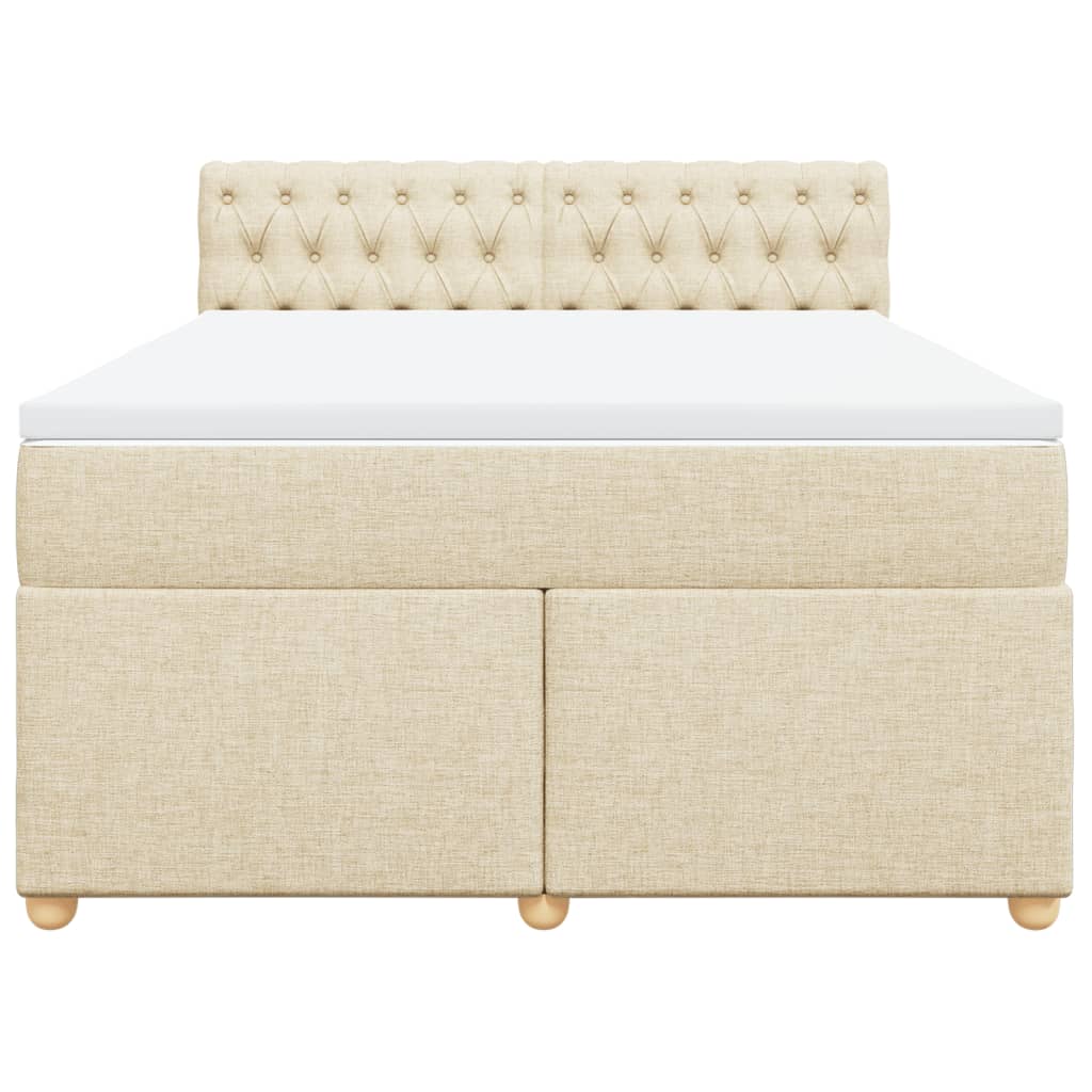vidaXL Κρεβάτι Boxspring με Στρώμα Κρεμ 160x200 εκ. Υφασμάτινο