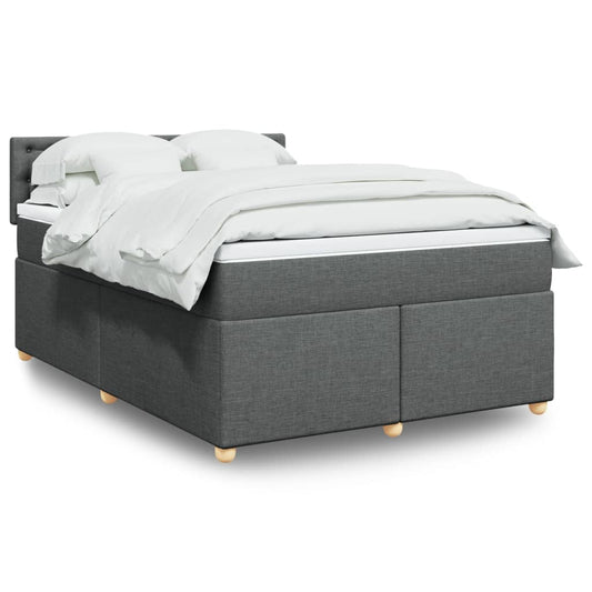 vidaXL Κρεβάτι Boxspring με Στρώμα Σκούρο Γκρι 160x200 εκ Υφασμάτινο