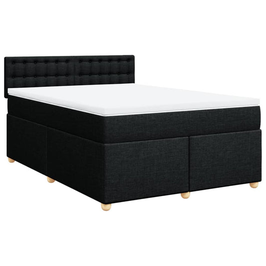 vidaXL Κρεβάτι Boxspring με Στρώμα Μαύρο 160x200 εκ. Υφασμάτινο