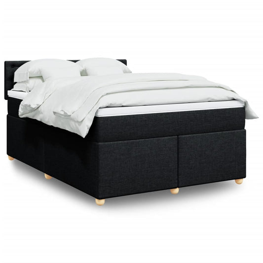 vidaXL Κρεβάτι Boxspring με Στρώμα Μαύρο 160x200 εκ. Υφασμάτινο