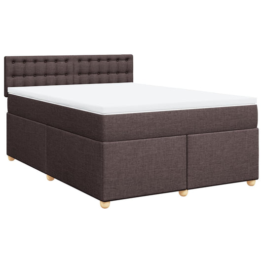 vidaXL Κρεβάτι Boxspring με Στρώμα Σκούρο Καφέ 160x200 εκ Υφασμάτινο