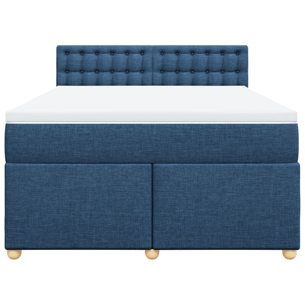 vidaXL Κρεβάτι Boxspring με Στρώμα Μπλε 160x200 εκ. Υφασμάτινο