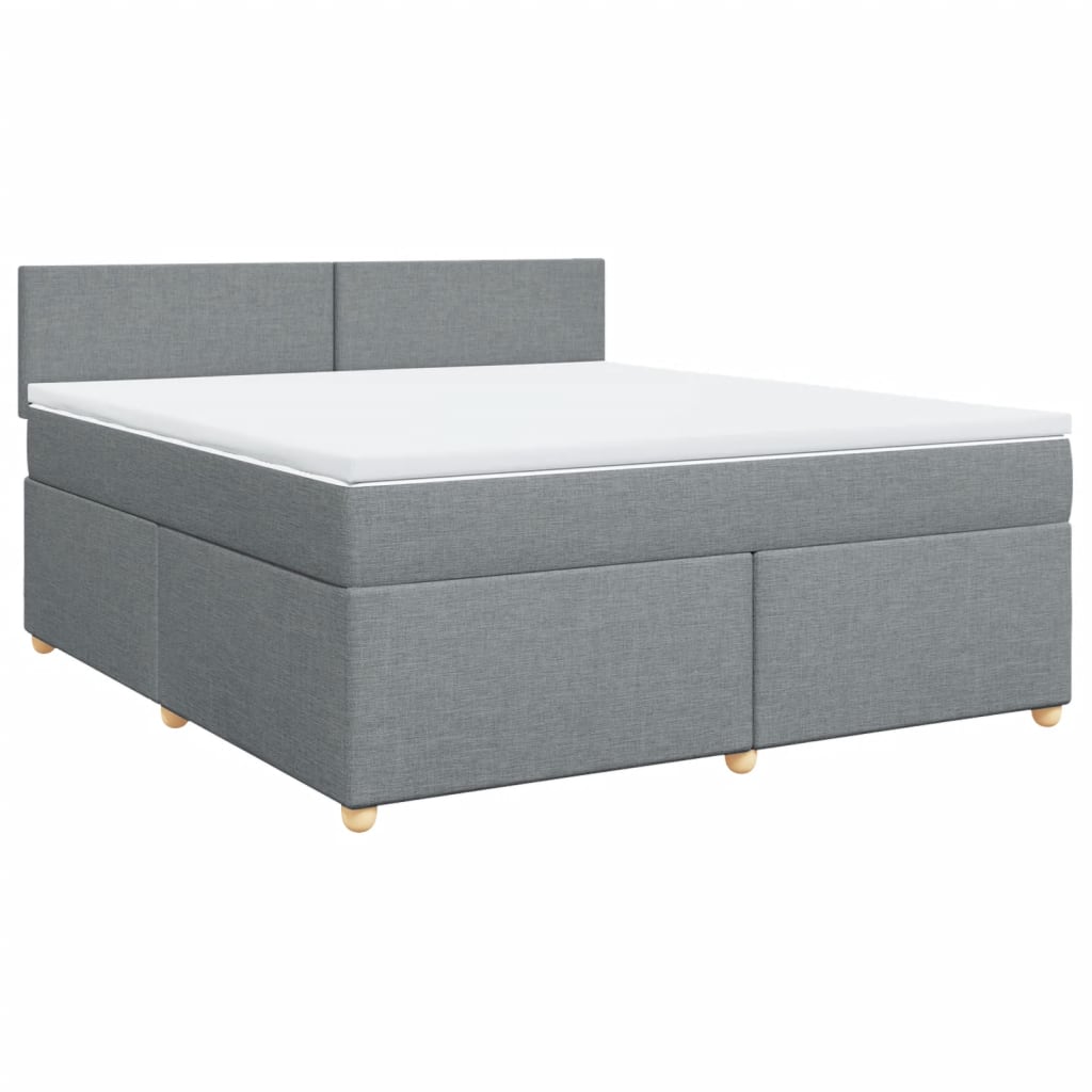 vidaXL Κρεβάτι Boxspring με Στρώμα Ανοιχτό Γκρι 180x200 εκ. Υφασμάτινο