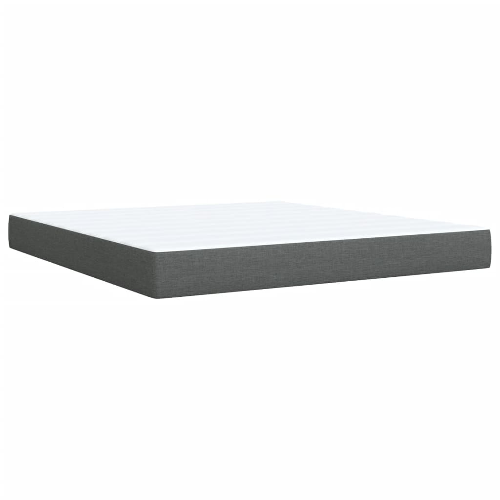 vidaXL Κρεβάτι Boxspring με Στρώμα Σκούρο Γκρι 180x200 εκ Υφασμάτιν