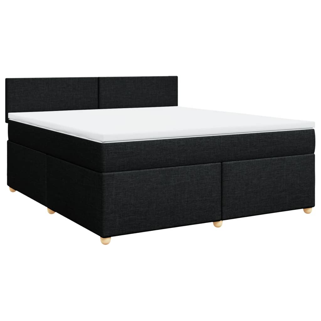 vidaXL Κρεβάτι Boxspring με Στρώμα Μαύρο 180x200 εκ. Υφασμάτινο