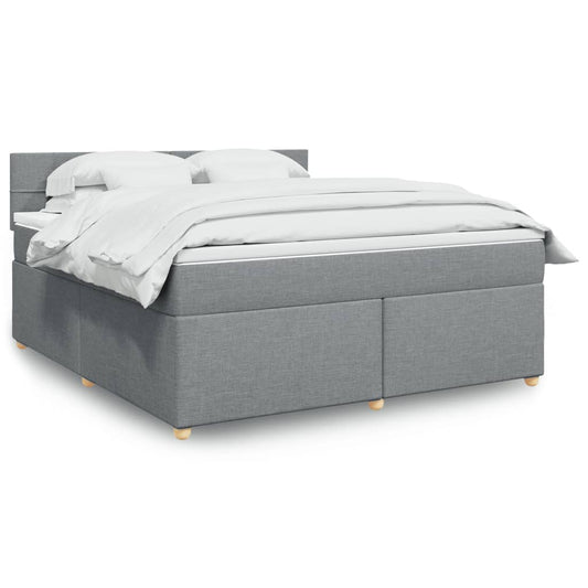 vidaXL Κρεβάτι Boxspring με Στρώμα Ανοιχτό Γκρι 180x200 εκ. Υφασμάτινο