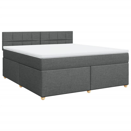 vidaXL Κρεβάτι Boxspring με Στρώμα Σκούρο Γκρι 180x200 εκ Υφασμάτιν