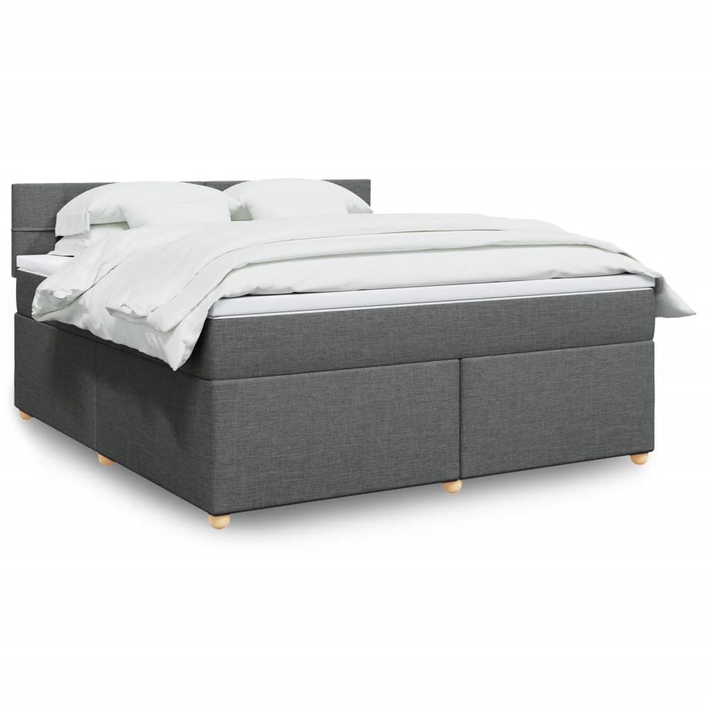 vidaXL Κρεβάτι Boxspring με Στρώμα Σκούρο Γκρι 180x200 εκ Υφασμάτιν