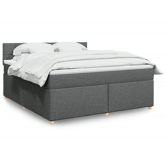 vidaXL Κρεβάτι Boxspring με Στρώμα Σκούρο Γκρι 180x200 εκ Υφασμάτιν