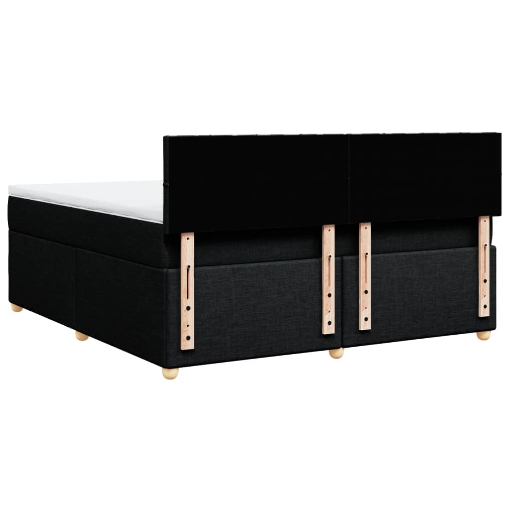 vidaXL Κρεβάτι Boxspring με Στρώμα Μαύρο 180x200 εκ. Υφασμάτινο