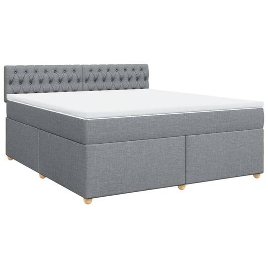vidaXL Κρεβάτι Boxspring με Στρώμα Ανοιχτό Γκρι 180x200 εκ. Υφασμάτινο