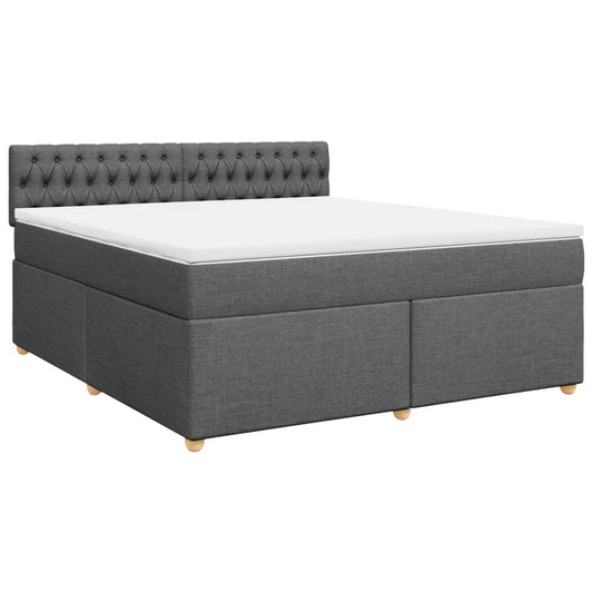 vidaXL Κρεβάτι Boxspring με Στρώμα Σκούρο Γκρι 180x200 εκ Υφασμάτιν