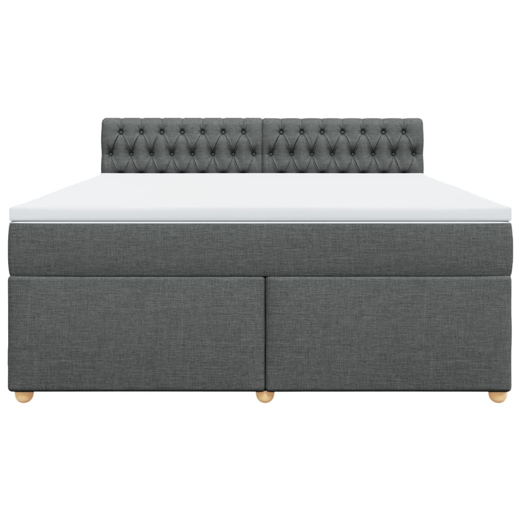 vidaXL Κρεβάτι Boxspring με Στρώμα Σκούρο Γκρι 180x200 εκ Υφασμάτιν