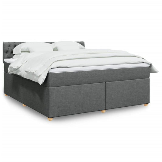 vidaXL Κρεβάτι Boxspring με Στρώμα Σκούρο Γκρι 180x200 εκ Υφασμάτιν