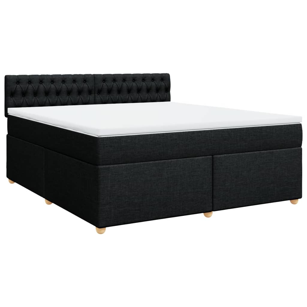 vidaXL Κρεβάτι Boxspring με Στρώμα Μαύρο 180x200 εκ. Υφασμάτινο