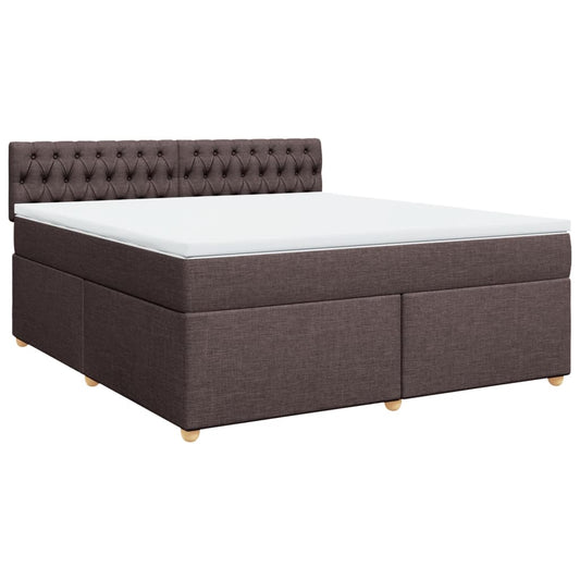 vidaXL Κρεβάτι Boxspring με Στρώμα Σκούρο Καφέ 180x200 εκ Υφασμάτινο