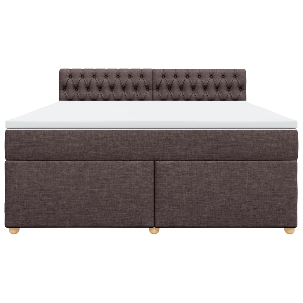 vidaXL Κρεβάτι Boxspring με Στρώμα Σκούρο Καφέ 180x200 εκ Υφασμάτινο