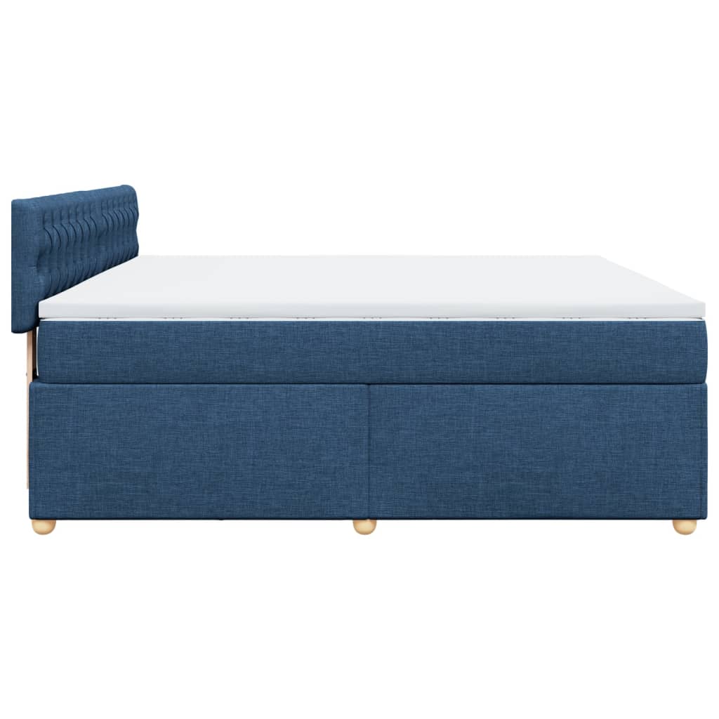 vidaXL Κρεβάτι Boxspring με Στρώμα Μπλε 180x200 εκ. Υφασμάτινο