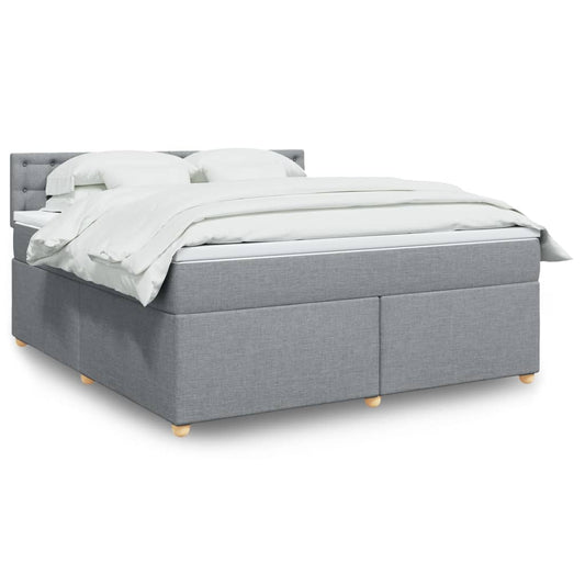 vidaXL Κρεβάτι Boxspring με Στρώμα Ανοιχτό Γκρι 180x200 εκ. Υφασμάτινο
