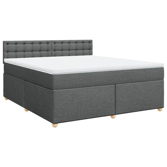 vidaXL Κρεβάτι Boxspring με Στρώμα Σκούρο Γκρι 180x200 εκ Υφασμάτιν