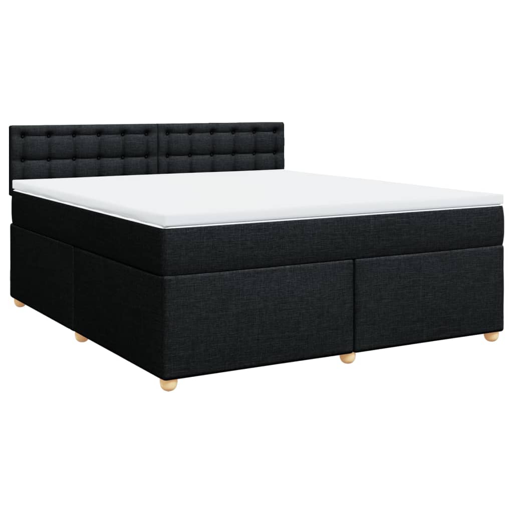 vidaXL Κρεβάτι Boxspring με Στρώμα Μαύρο 180x200 εκ. Υφασμάτινο