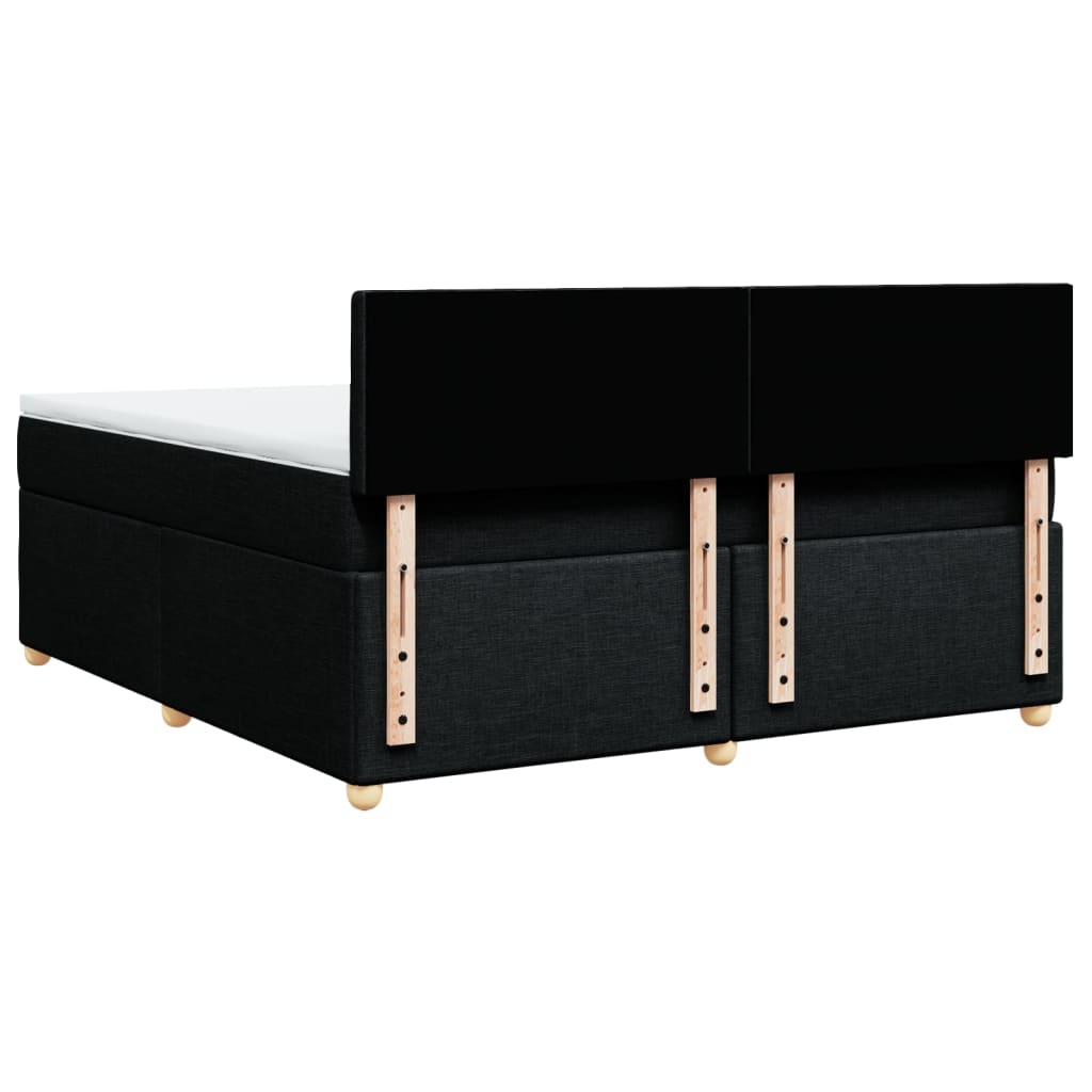 vidaXL Κρεβάτι Boxspring με Στρώμα Μαύρο 180x200 εκ. Υφασμάτινο