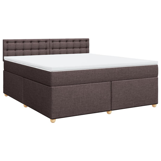 vidaXL Κρεβάτι Boxspring με Στρώμα Σκούρο Καφέ 180x200 εκ Υφασμάτινο