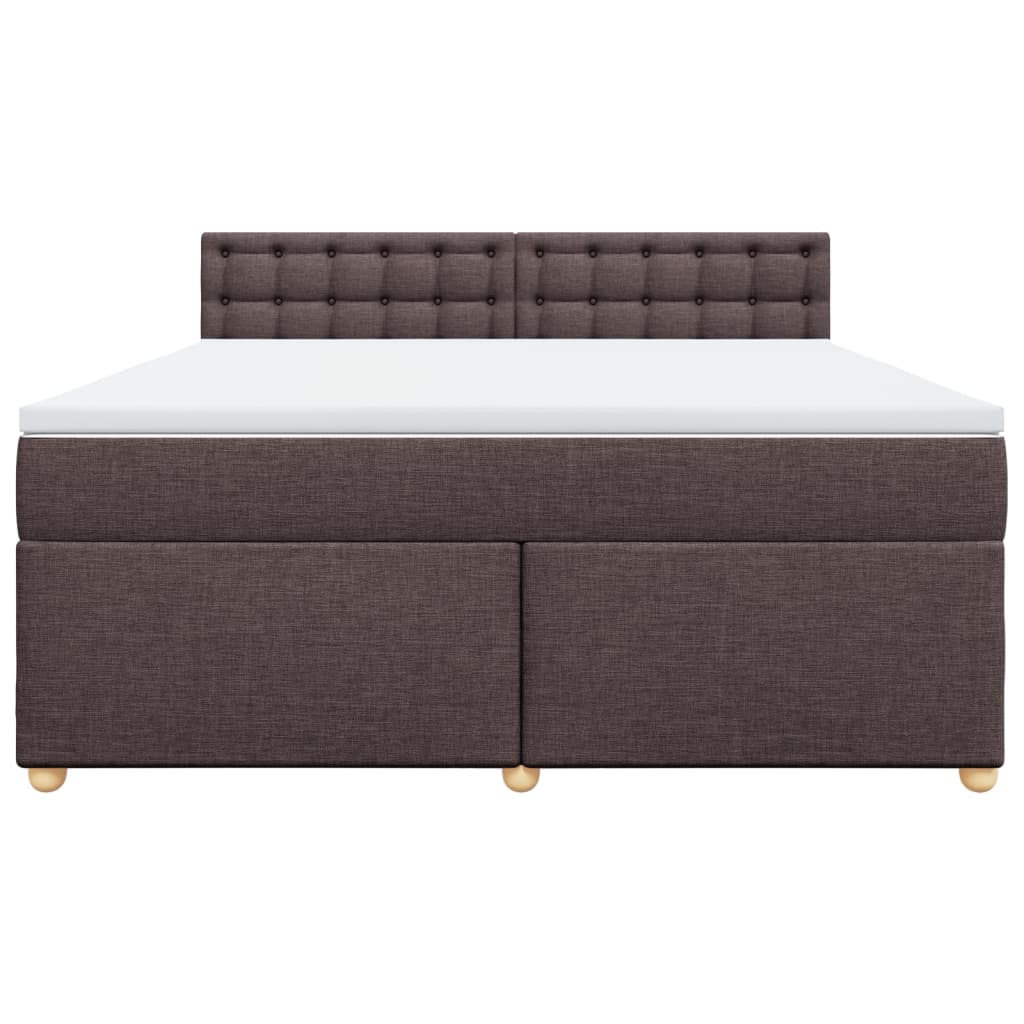 vidaXL Κρεβάτι Boxspring με Στρώμα Σκούρο Καφέ 180x200 εκ Υφασμάτινο