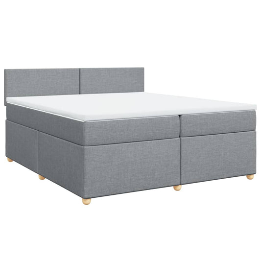 vidaXL Κρεβάτι Boxspring με Στρώμα Ανοιχτό Γκρι 200x200 εκ. Υφασμάτινο