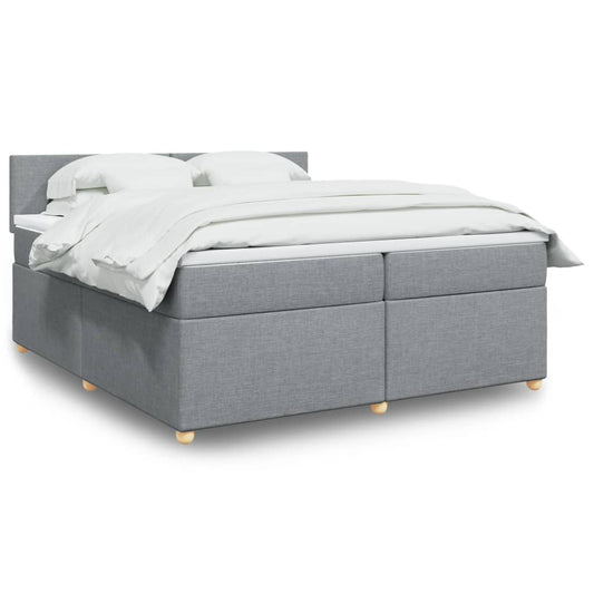 vidaXL Κρεβάτι Boxspring με Στρώμα Ανοιχτό Γκρι 200x200 εκ. Υφασμάτινο