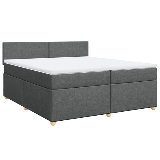 vidaXL Κρεβάτι Boxspring με Στρώμα Σκούρο Γκρι 200x200 εκ. Υφασμάτινο