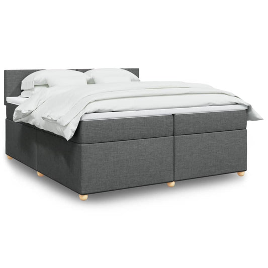 vidaXL Κρεβάτι Boxspring με Στρώμα Σκούρο Γκρι 200x200 εκ. Υφασμάτινο